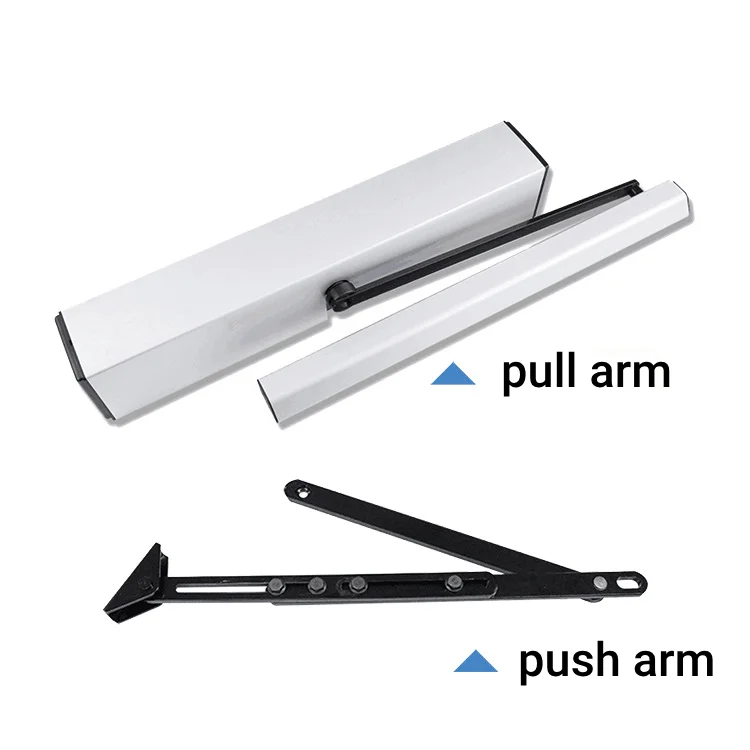 Automatic revolving door push arm remote operator door closer