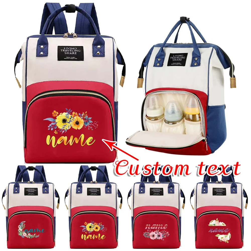 

Personalized Customized Name Mom Backpack Diaper Bags Newborn Changing Mat Convenient Outting Storage Bag Milk Bottle Backpack