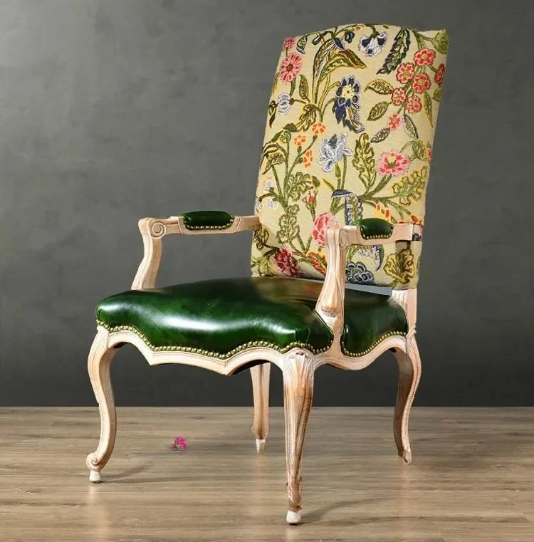 Американский кантри из цельного дерева без подлокотников Европейский ретро обеденный стол и стулья Кафе Отель кабинет ресторанный стул