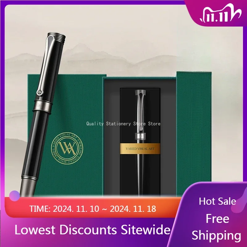 

New VVA Black Metal Fountain Pen Schmidt Iridium Gold F 0.5mm Nib Ink Pen Sliver Luxury Office Writing Office School Gift