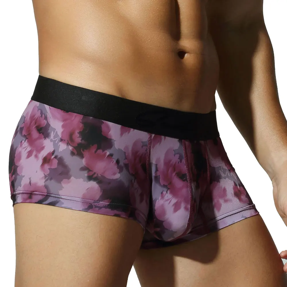 SEOBEAN Herren-Boxershorts mit Blumenmuster, weich, scheuerfrei, atmungsaktiv, bequeme Passform, Stretch-Unterwäsche, 3D-Pouch, breiter Bund