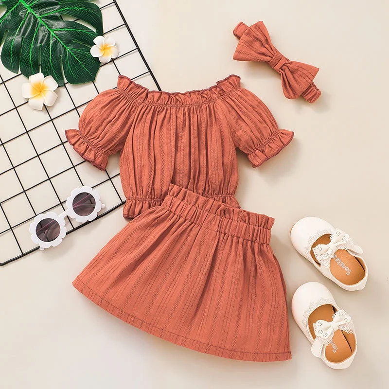 Newborn Baby Clothes Set 0-36Months Off Shoulder Blouse and skirt Summer Outfit Toddler Infant Clothing Suit For Kids Girl