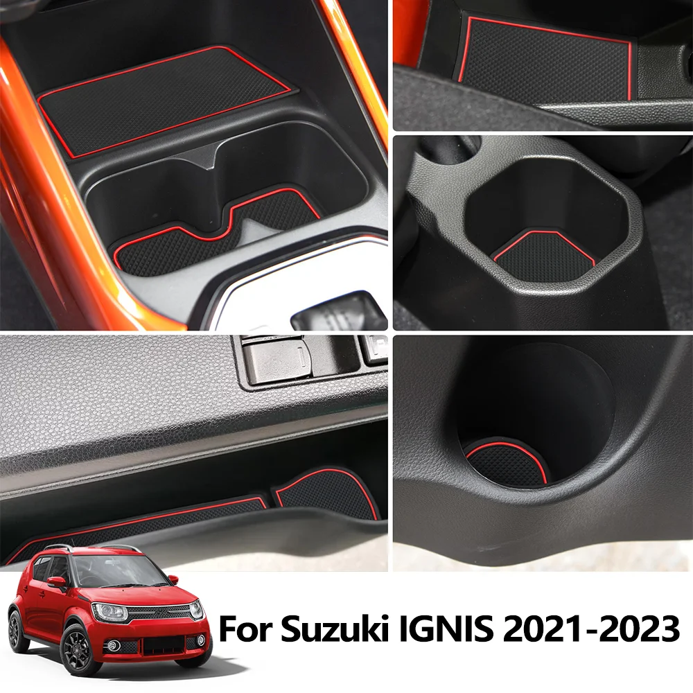 Car Door Groove Mats For Suzuki IGNIS Auto Gate Slot Pads Non-Slip Cup Holder Coasters Car Interior Accessories Decoration