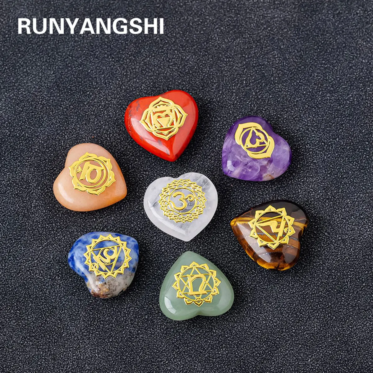 7pc/set Natural crystal Yoga Heart Energy Stone Agate Chakra Reiki Healing Home Decoration Collection Popular Stones