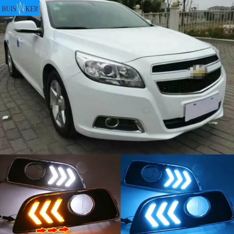 

1Pair For Chevrolet chevy Malibu 2011-2015 LED Daytime Running Lights DRL With Yellow Turn Signal Lights COB light