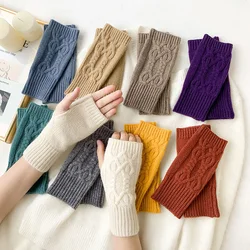 Unisex  Finger Gloves Winter Soft Warm Wool Knitting Arm Gloves Soft Warm Half Finger Handschoenen Mitten Guantes For Women​