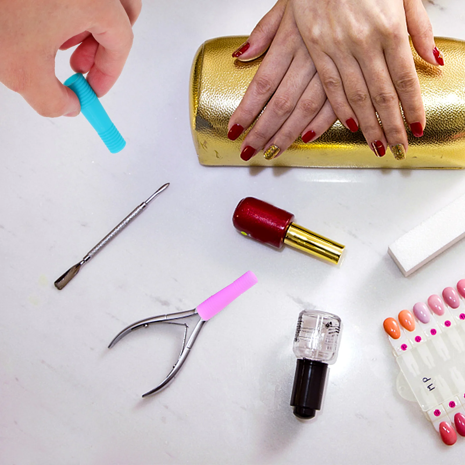 

6 Pairs Of Cuticle Trimmer Handle Sleeves, Silicone Nail Cutter Grip Protection, Comfortable & Secure Handle