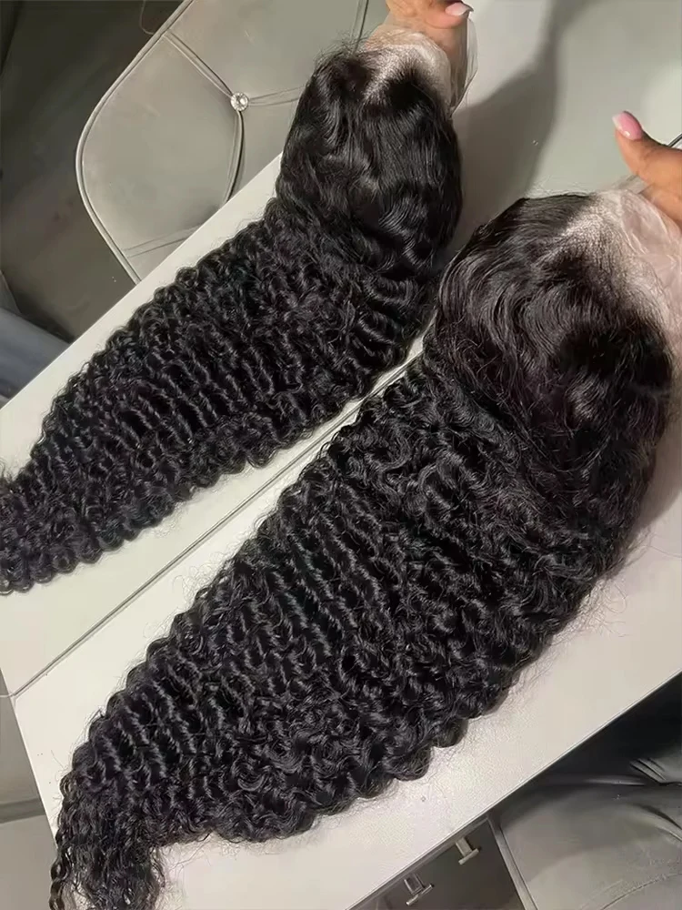 Pelucas de cabello humano con frente de encaje transparente, estilo birmano, con rizos tipo «Jerry», de 13x4 y 13x6, con alta definición (HD), densidad del 300 %, de 40 y 42 pulgadas, con ondas