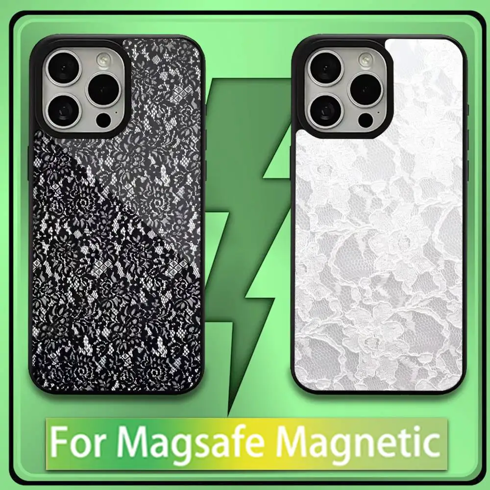 

Lace Style Cool Girl Phone Case For iPhone17,16,15,14,13,12,11,Plus,Pro,Max,Mini Soft Magesafe Magnetic Wireless Charge
