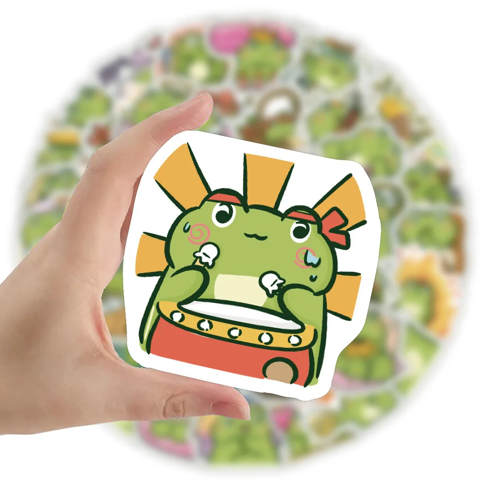 50/100Pcs INS Novelty Cartoon Kawaii Cute Frog Stickers PVC Waterproof Stickers Decals For Kids Boys Girls Toys Gifts