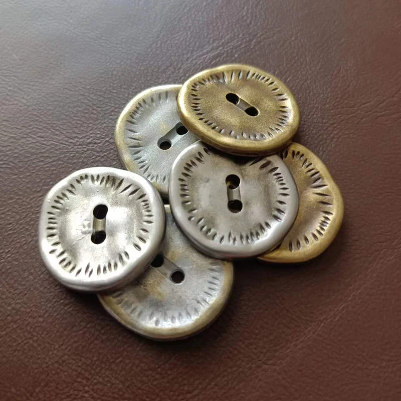 1 Piece Metal Buttons Sewing Vintage Garment Decorations Round 2 Holes Button for Clothing Sweater Coat Buckle DIY Accessories