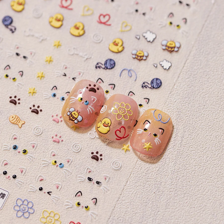 1 pcs High Quality Nail Stickers Fashion Nail Art Design Decorative Decal Cute The Expression Of A Cat