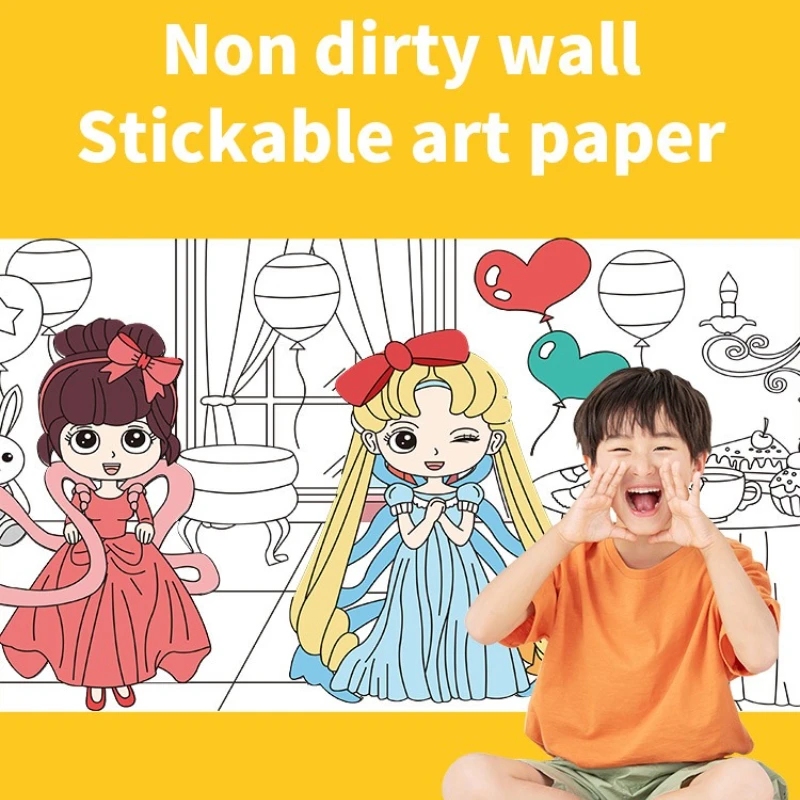 3M Children Drawing Roll DIY Sticky Color Filling Paper Coloring Paper Roll For Kids DIY Painting Drawing Early Stationery Toys