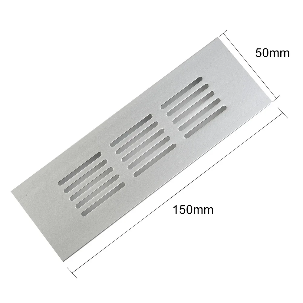 1pc Ventilation Grille Multi-size Vents Perforated Sheet 50mm Aluminum-Alloy Silver Air Vent Grille Cover Home Furniture Parts