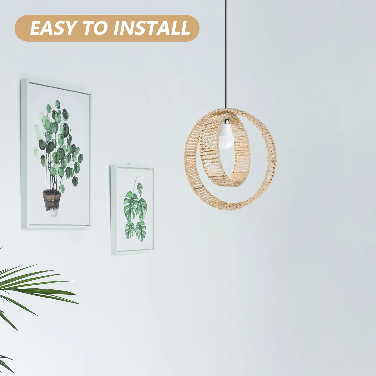 

Handwoven Lampshade Braided Paper Rope Chandeliers Cover Rustic Ceiling Pendant Lights Shade Woven Decorative Replacement For