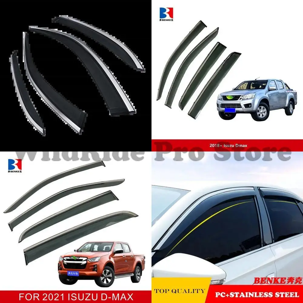 

1 set For Car Accessories Wind Deflectors for ISUZU DMAX D MAX 2017 2022 Window Door Vent Visor PC Material Injection with Steel