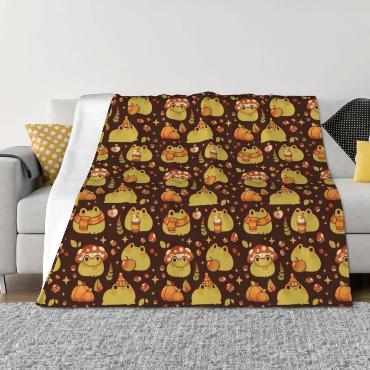 

Fall froggy Throw Blanket Furrys Personalized Gift Luxury Thicken for winter Blankets