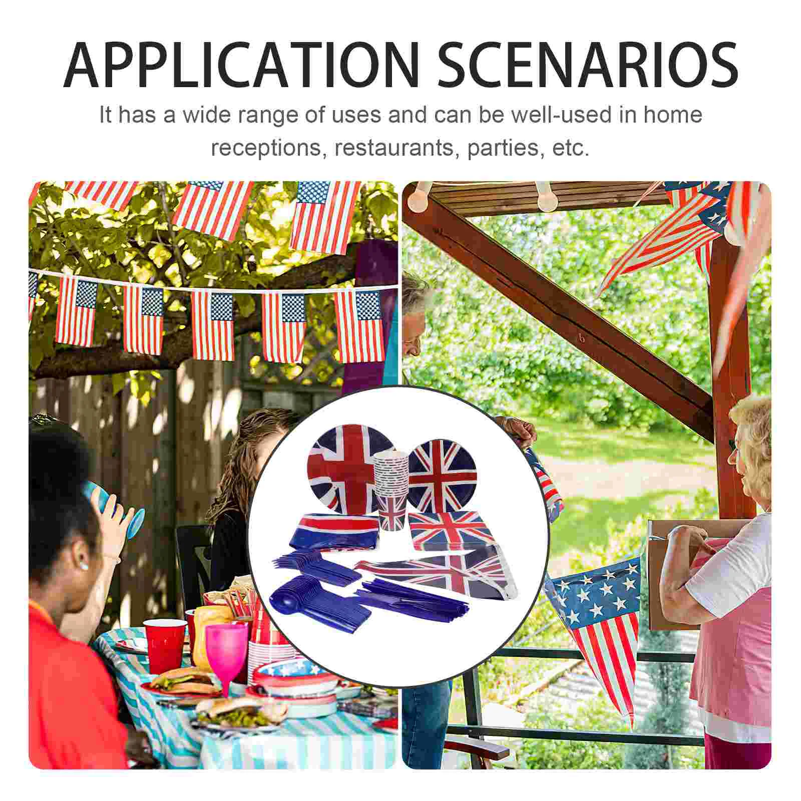 Decor Decorate Union Jack Cutlery Paper Tableware Portable Plates Party Serving Cups Tablecloth Multi-function