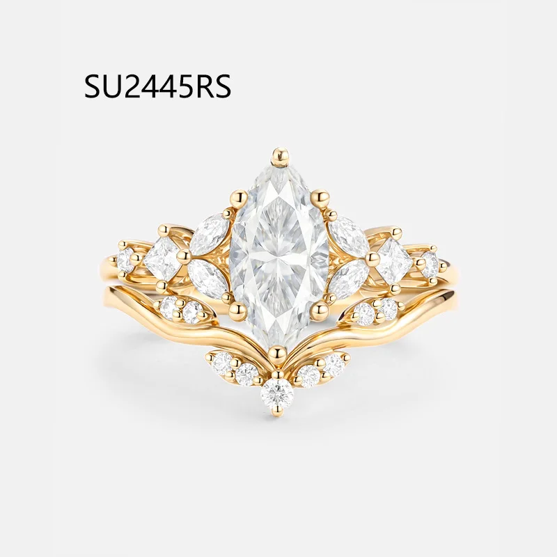 S925 Sterling Silver Marquise Moissanite Ring Set for Women, Multi-style Stackable Engagement Wedding Bridal Jewelry Gift