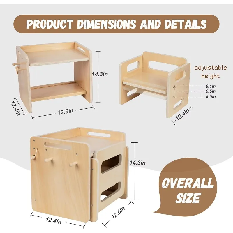 ชุดโต๊ะและเก้าอี้ปรับระดับได้ ทำด้วยมือ สร้างสรรค์ เหมาะสำหรับการเรียนรู้และเล่นระหว่างมื้ออาหาร