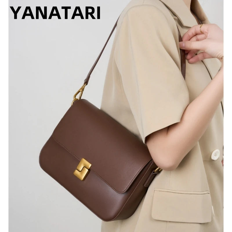 Luksusowe torebki damskie, torebki crossbody, torebka Tofu mała kwadratowa na ramię, torebki damskie, nowa moda 2026, torebka typu satchel z prawdziwej skóry bydlęcej.