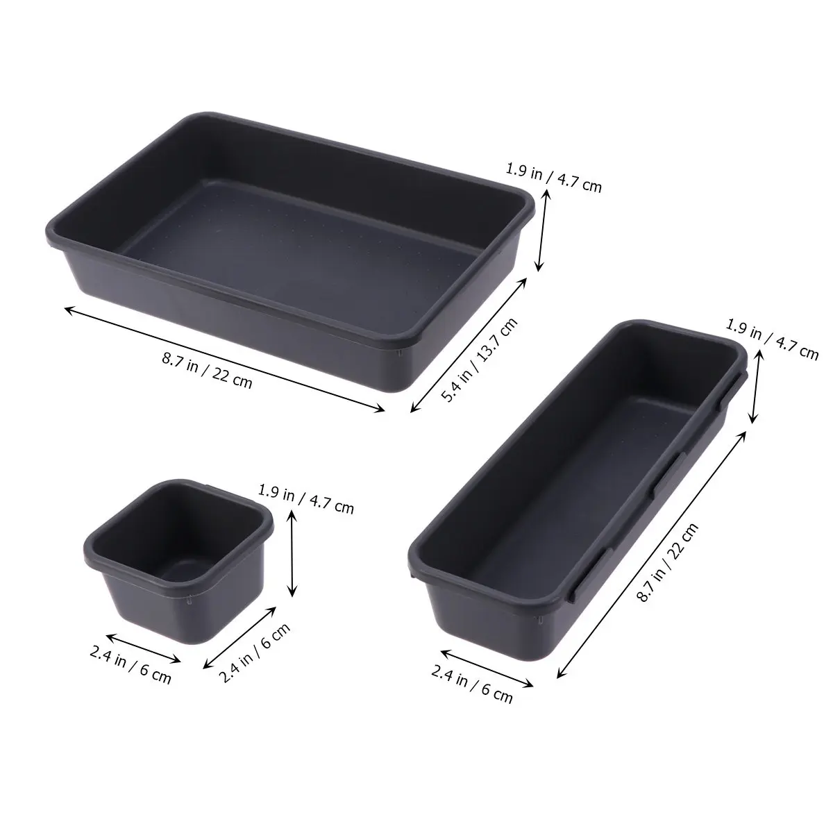8 in 1 Plastic Desktop Storage Box Smooth Surface Drawer Organizer for Home Office Tableware and Household Items Black