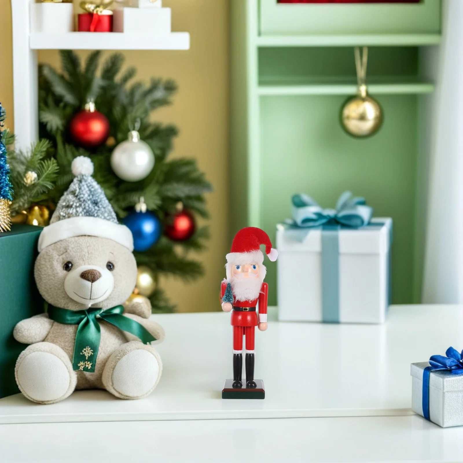 

1pcs 25Cm Tall Christmas Nutcracker Wooden Handcrafted Holiday Decoration Mantel Tabletop Display Nutcracker