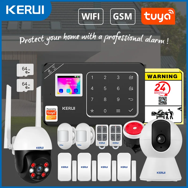 

Сигнализация KERUI для дома, Wi-Fi, GSM сигнализация, умный дом, W181, охранная защита, умное приложение Tuya, дистанционное управление, PIR-датчик движения