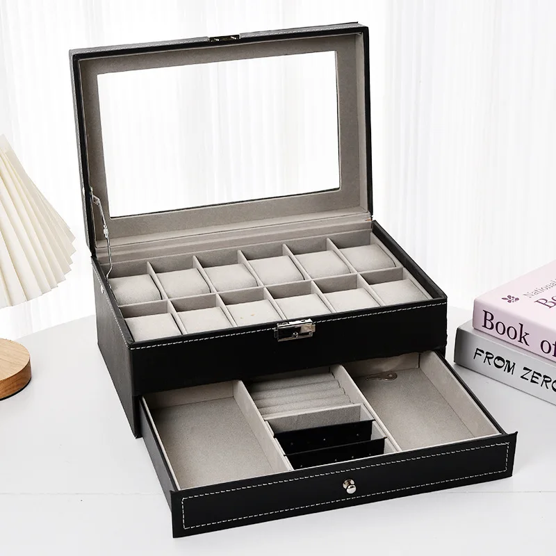 Jewelry Box Double Layer 12-position Watch Jewelry Box Transparent 12-position Watch Box Jewelry Box Jewelry Storage Box