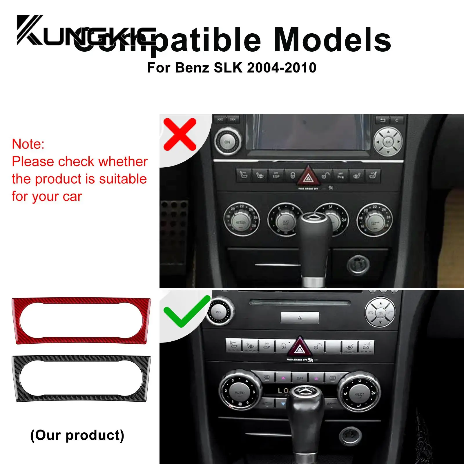 Car Central Control Panel Real Soft Carbon Fiber Trim Sticker for Mercedes Benz SLK R171 2004 2005 2006 2007 2008 2009 2010 - Image 3
