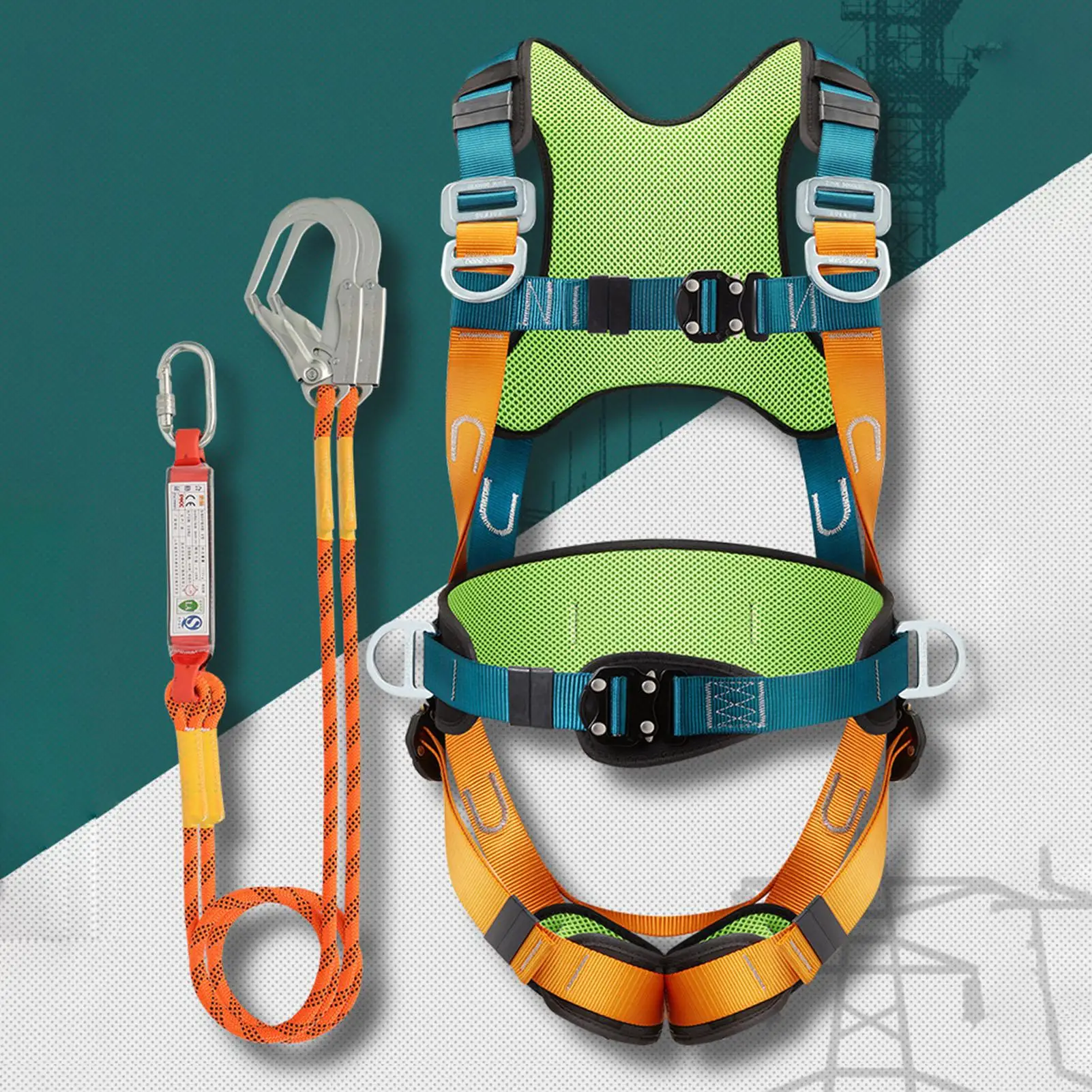 safety-harness-5-point-roofing-harness-with-shock-absorbing-lanyard-for-construction-roofing-mountaineering-rescue