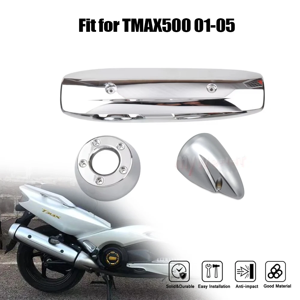 صالح ل 2001 - 2005 ياماها TMAX500 TMAX 500 دراجة نارية غطاء ماسورة العادم القلنسوة XP500 T-MAX500 T-MAX 500 2002 2003 2004 XP 500 #1