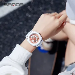 Sanda-reloj deportivo de silicona para hombre y mujer, cronógrafo de cuarzo, resistente al agua, a prueba de golpes, unisex