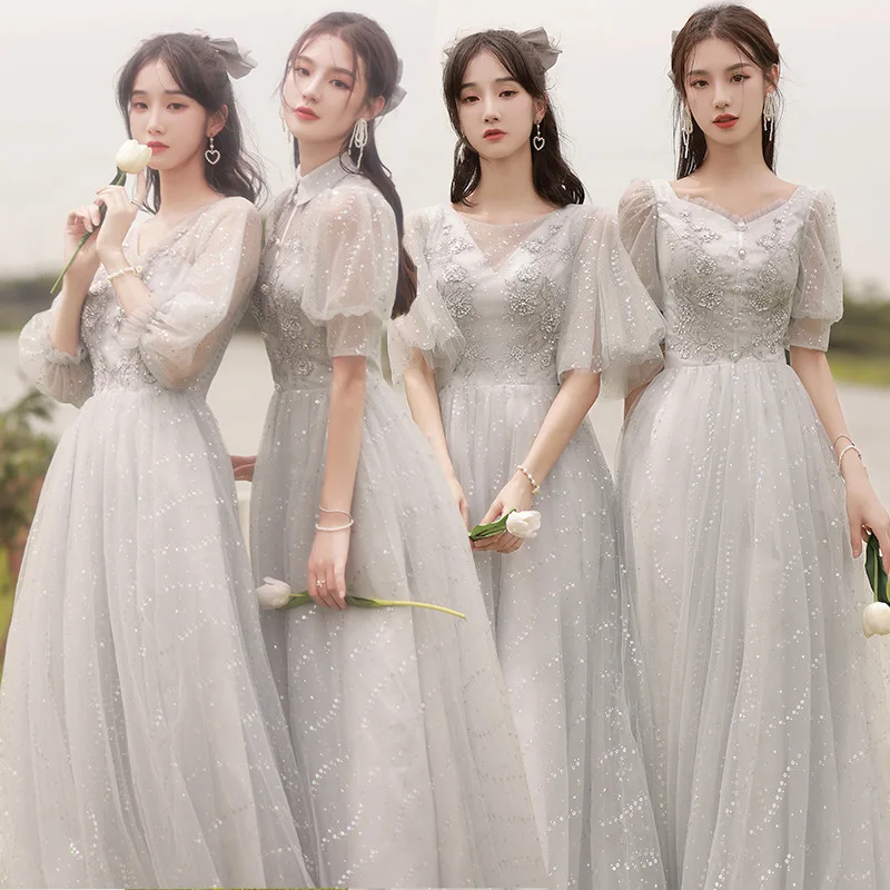 

Bridesmaid Dressing Gown Gray Color Elegant Women Aline Bridesmaid Dresses For Wedding