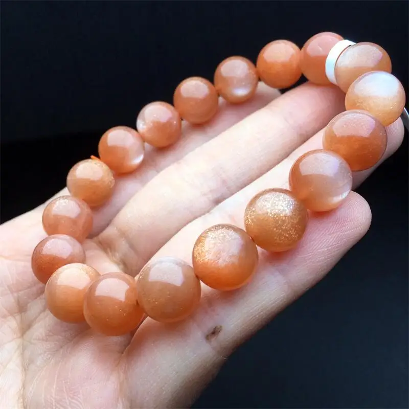 11MM Natural Orange Sunstone Bracelet Fashion Crystal Gemstone Woman Amulet Jewelry Healing Healing Gift 1PCS