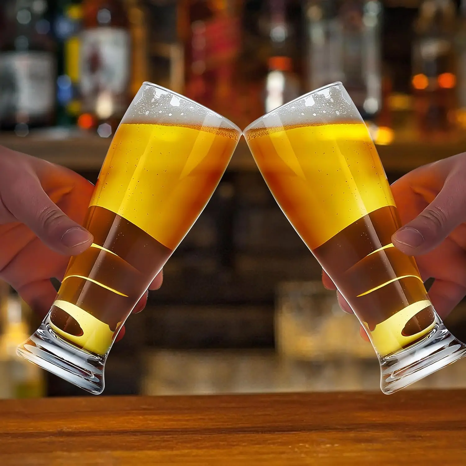 1/2/4/6PCS Free BPA Plastic Beer Pilson Glass 450ml Pint Glasses Tall Beer Cups Drinking Glasses for Cold Beverages or Party view 3