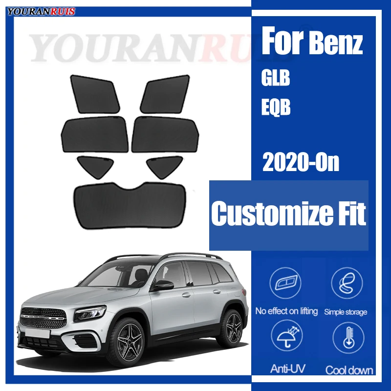 

For Mercedes Benz GLB EQB 2020-2024 Car Side Windows Sunshade Curtains Mesh Heat Insulation Protect Privacy Accessories
