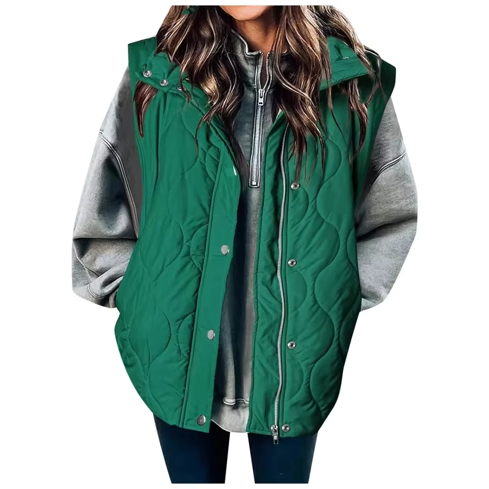 

Fleece Plush Cropped Vest Women Lightweight Quilted Stand Sleeveless Jackets Fall Button Zip Up Warm Coat Women'S Winter Vest