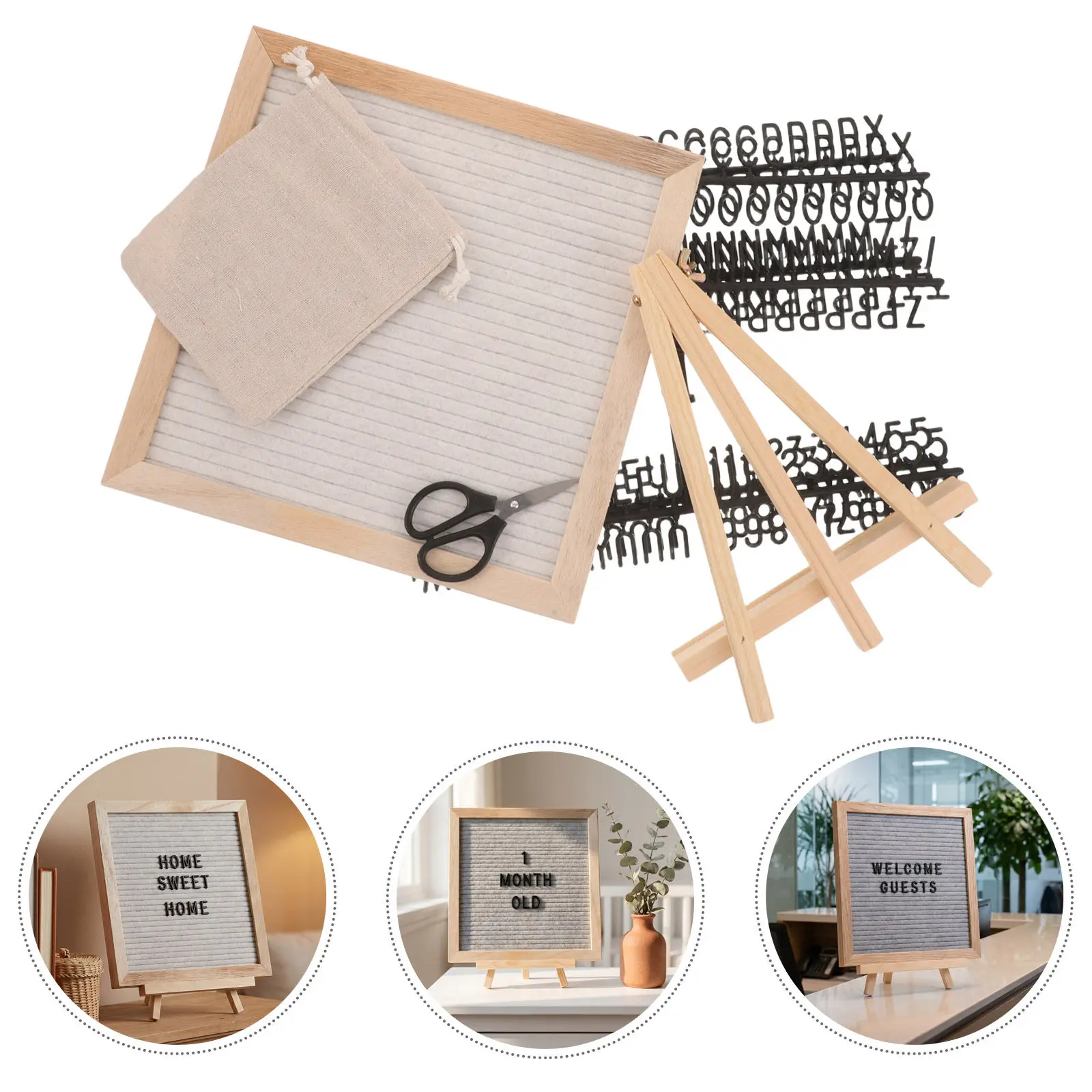 1set-standing-felt-letter-board-10-inch-rustic-wooden-frame-mini-message-board-with-letters-for-birth-announcement-office