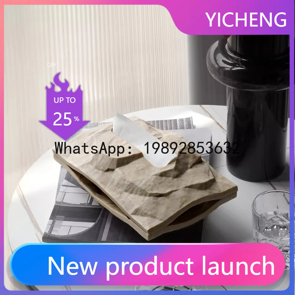

Rock Tissue Paper Box Irregular Stone Statue Tissue Storage Box Desktop Storage Container Paper Towel Holder Home Decoraction