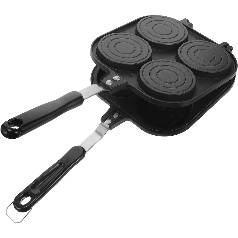 Non-Stick Double-Sided Pancake Maker, Cute Animal Faces (Bear/Bunny/Pig) Aluminum Breakfast Pan, No Electricity Required