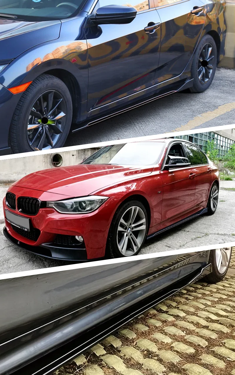 Für BMW Zubehör 3er G20 Racing Style Auto Seitenschweller 2,2M 86,6 Zoll Verlängerung Rocker Panels Lip Stoßstange ABS 8 Stück glänzend B – Detail 1