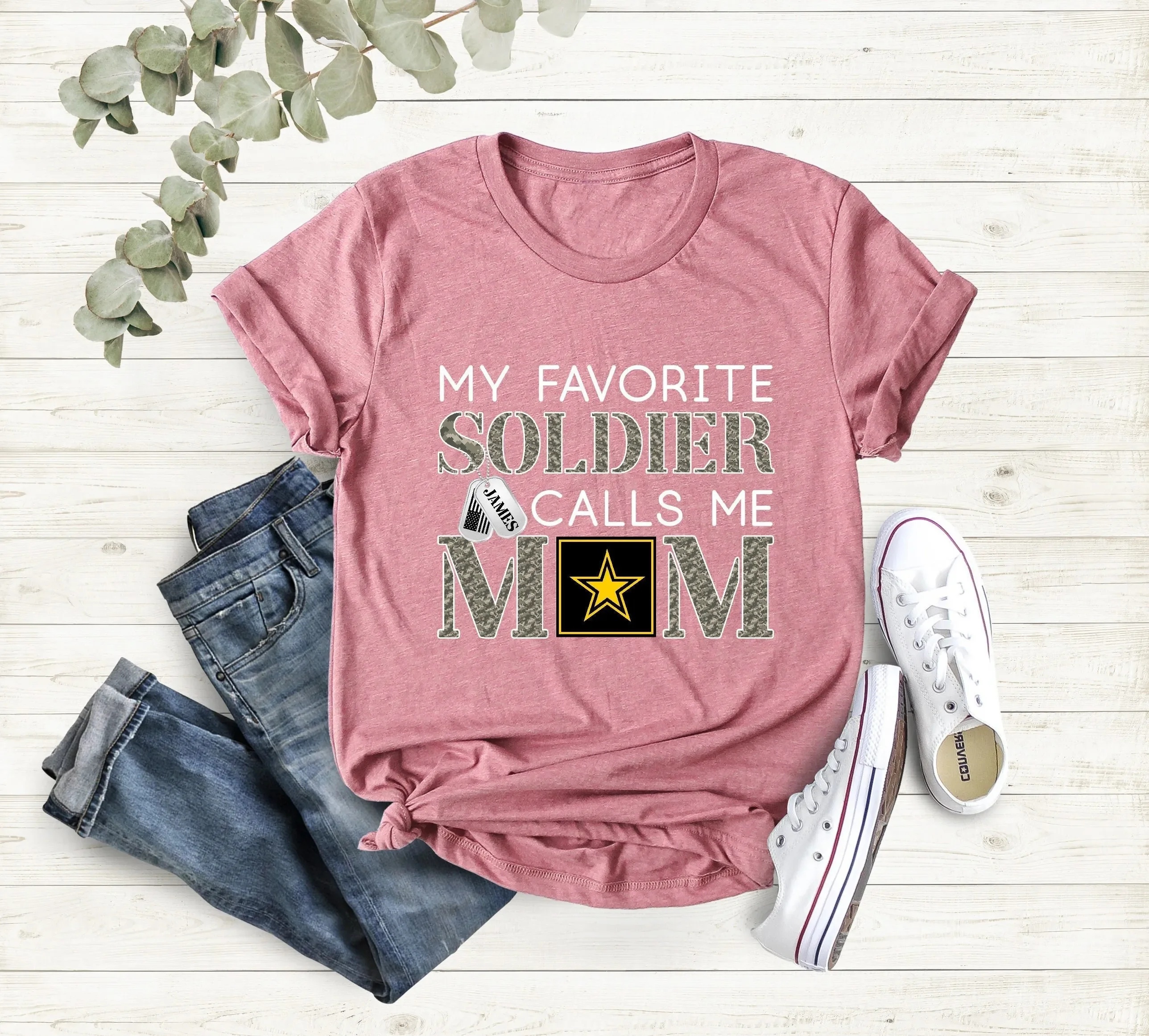 My Favorite Soldier Calls Me Mom T Shirt Army Family Day Personalized Mother