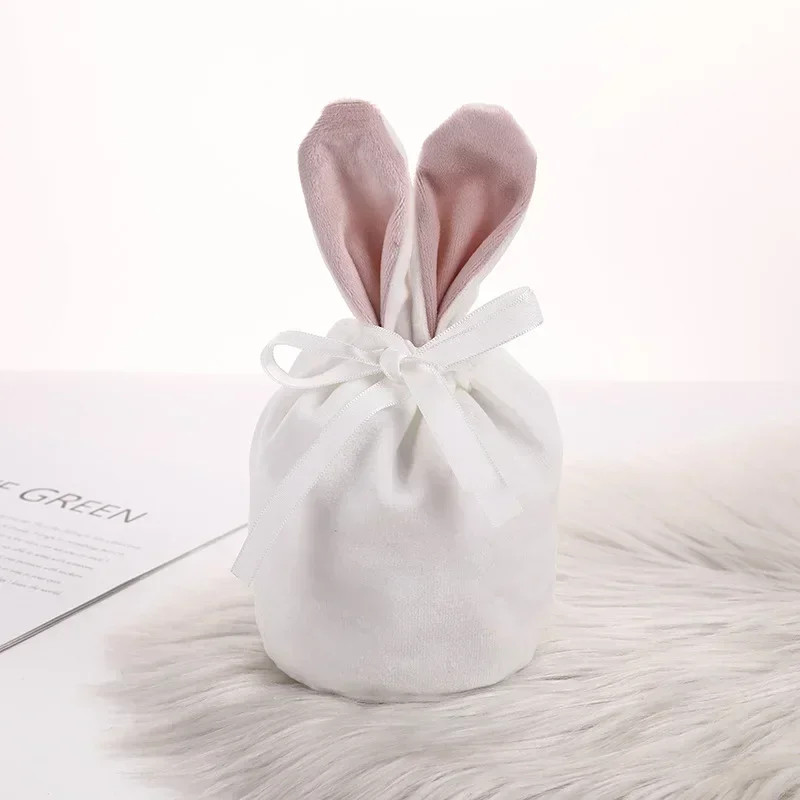 10 pz/lotto Easter Bunny Rabbit Bags Ears sacchetto di velluto confezione regalo scatola di zucchero scatola di caramelle di nozze creativo carino pasqua Decor colore misto