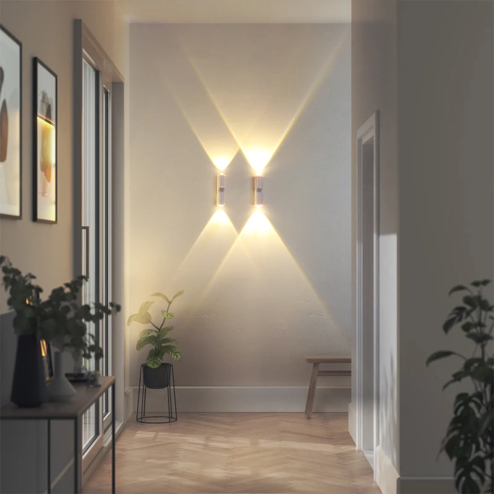 LED Motion Sensor Night Light 3 Colours Changing USB Rechargeable Cabinet Wardrobe Lamp Home Decoration Night Lamps For Kitchen