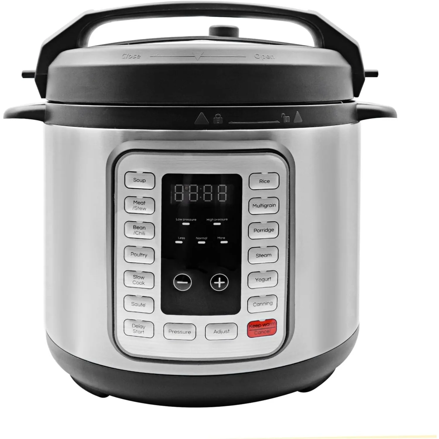 8 Quart 12-in-1 Stainless Steel Pressure Cooker with LED Screen & Manual