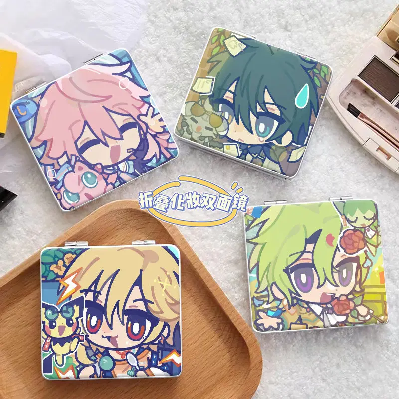 Espejo de tocador de bolsillo cuadrado, espejo de aumento cosmético, espejo de maquillaje de bolsillo, espejos de viaje para el hogar, Ensemble stars Tomoe Hiyori Tori Himemiya