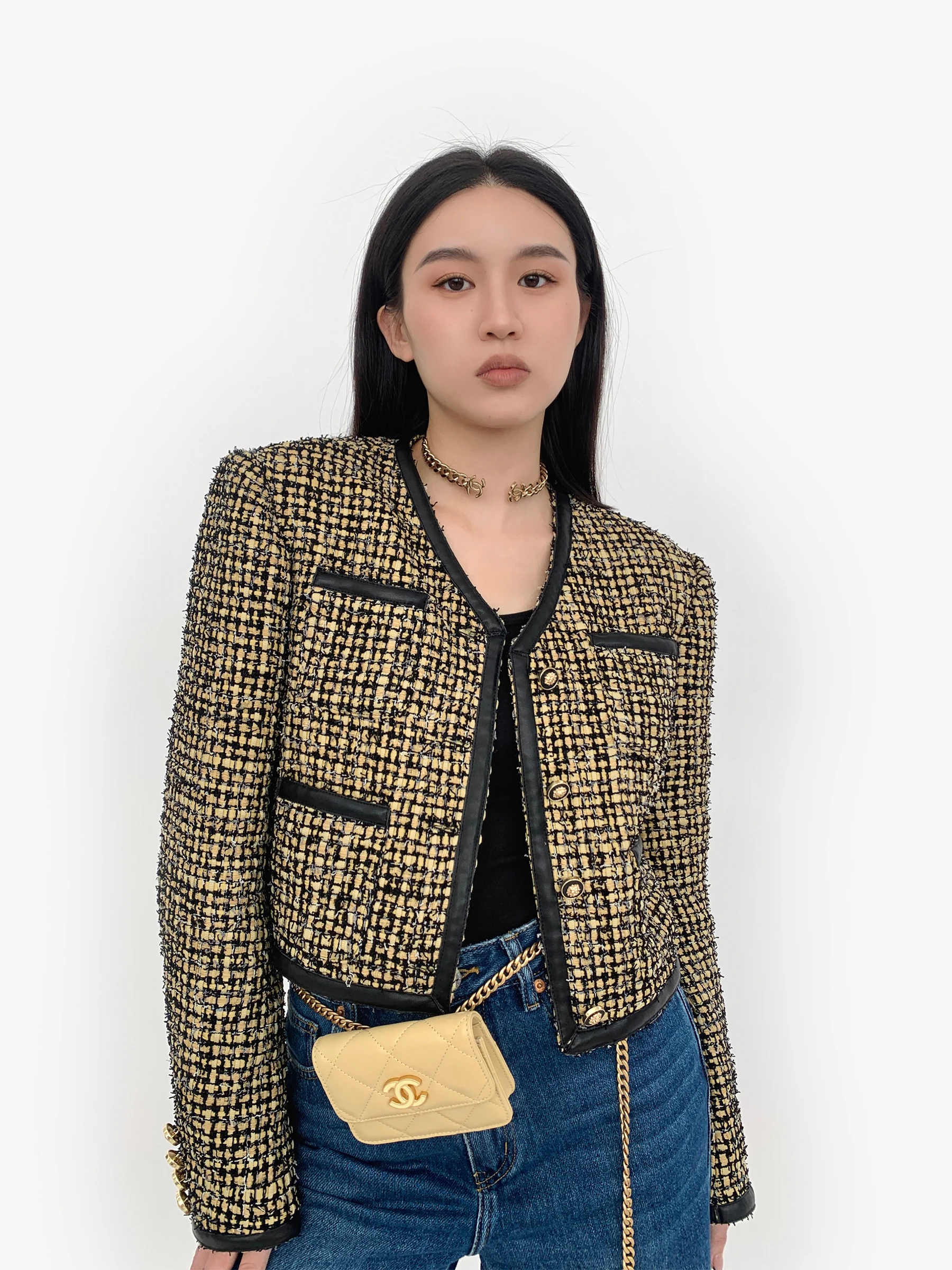 

Куртка женская eGuYue Casual Sle ort, демисезонная, в стиле пэчворк, из искусственной кожи, свободного кроя, на пуговицах