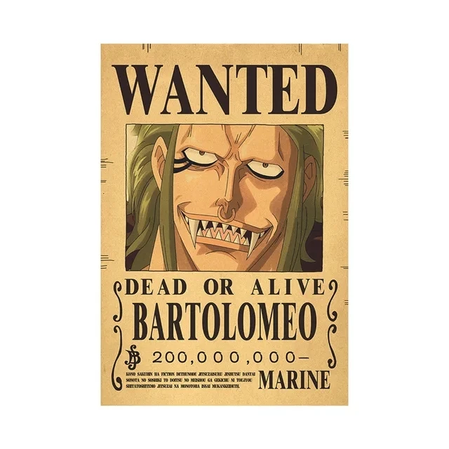 One Piece Luffy Wanted Kids Bedroom Retro Poster Roronoa Zoro Nami Living Pirate Manga Wall Gear 5 Nika Bounty Wanted Poster Toy