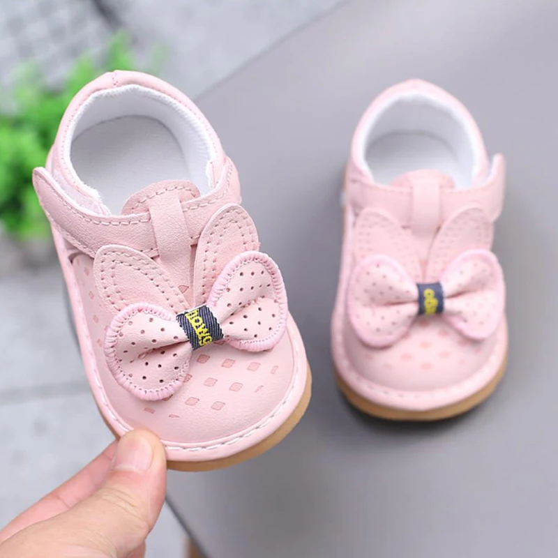 Fashion Baby Girl PU Leather Flats Shoes Infant Bow Walker Crib Shoes for Party, Festival, Baby Shower